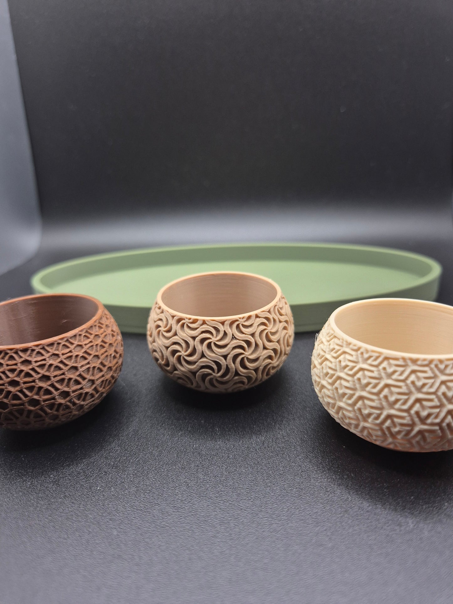 3D Printed Tea Light Holder Set: geometric Design, Table Decoration with tray