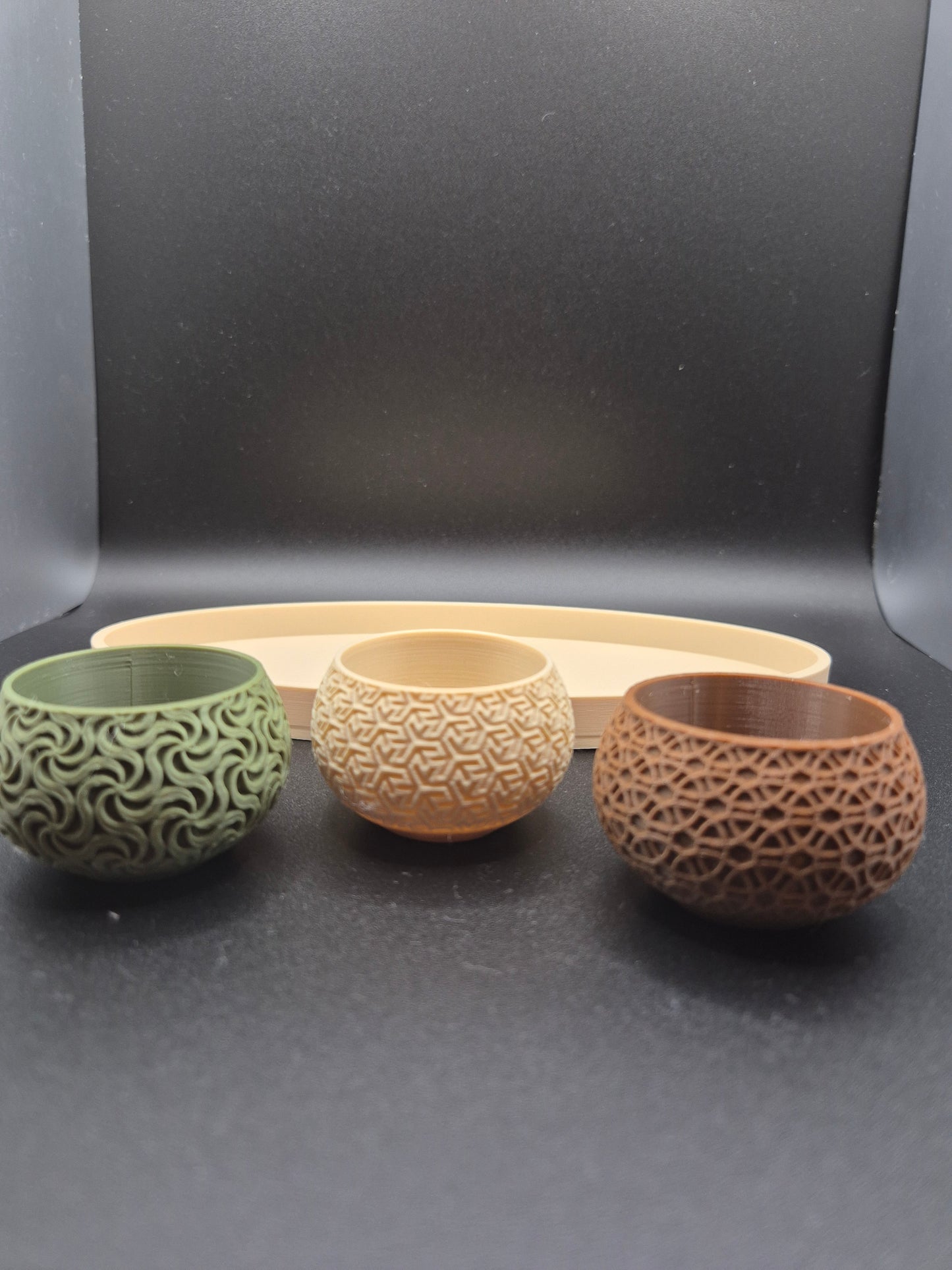 3D Printed Tea Light Holder Set: geometric  Design, Table Decoration with tray