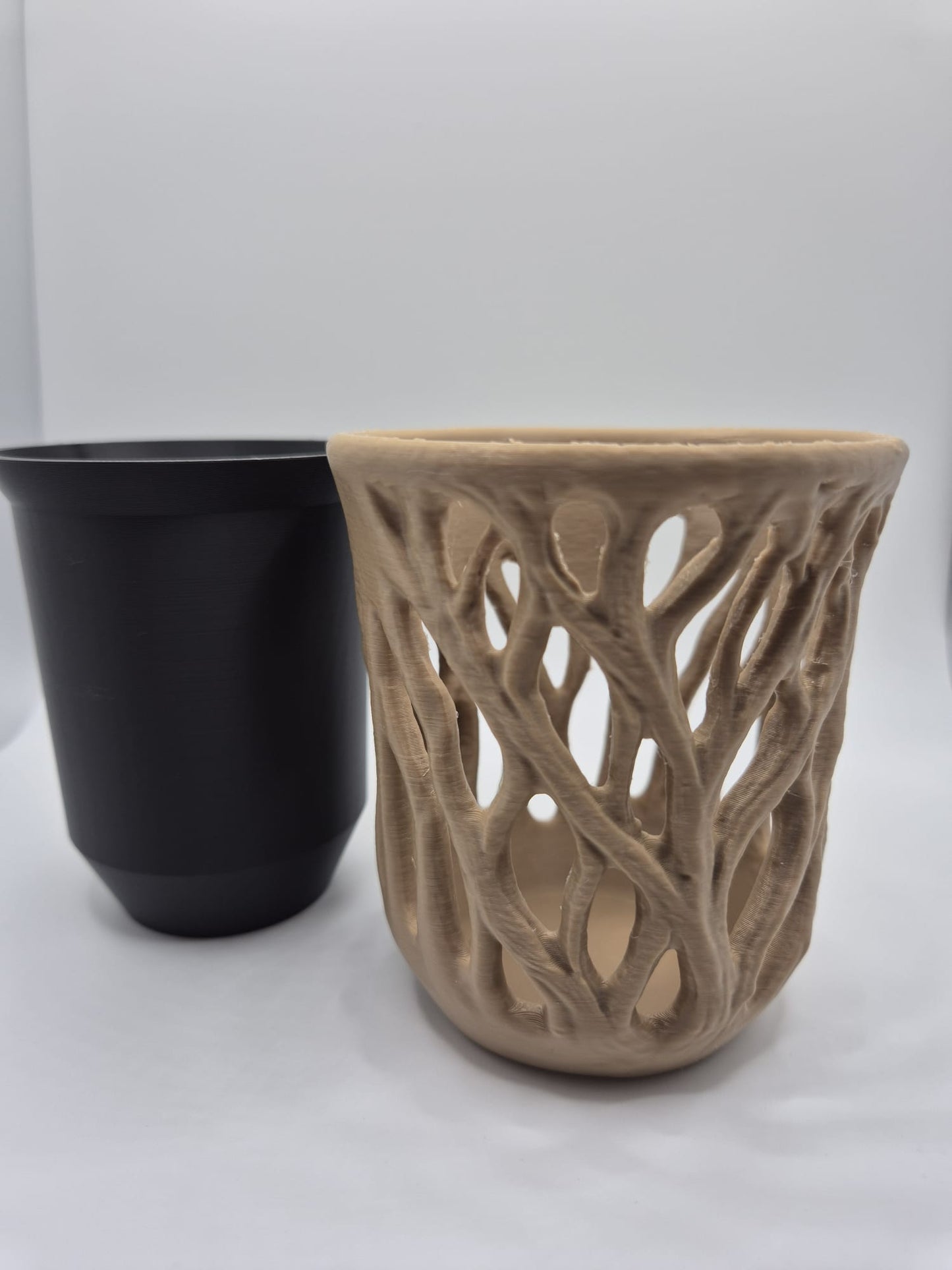 Tree Root effect 3D Printed Plant Pot,  Brown & Black Organic Design