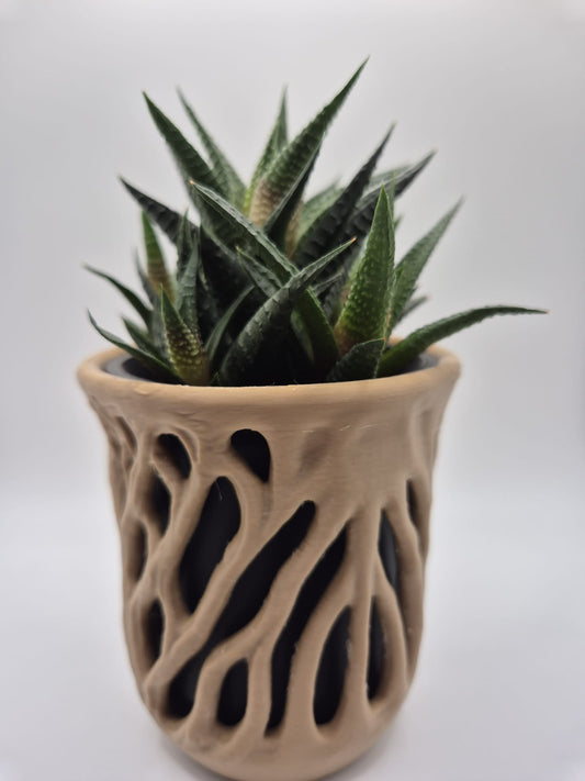 Tree Root effect 3D Printed Plant Pot,  Brown & Black Organic Design
